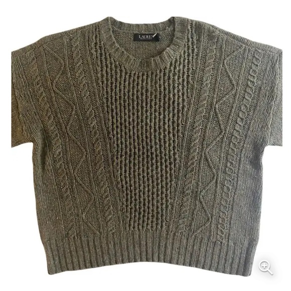 Ralph Lauren Lauren XXL Green Wool Alpaca Blend Cable Knit Sweater $165 NWT - Picture 3 of 5